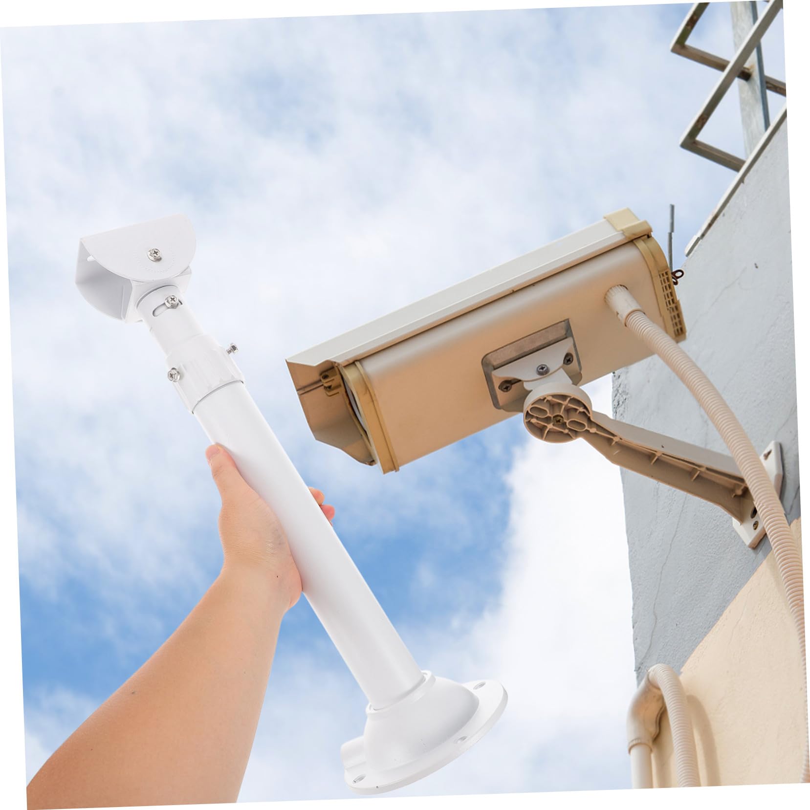 Soporte de Montaje para Cámara de Seguridad y Exterior, Bastidor Ajustable de Aleación de Aluminio (30-60 Cm), Compatible Cctv, Rotación 360°, Adecuado para Interior y Exterior,