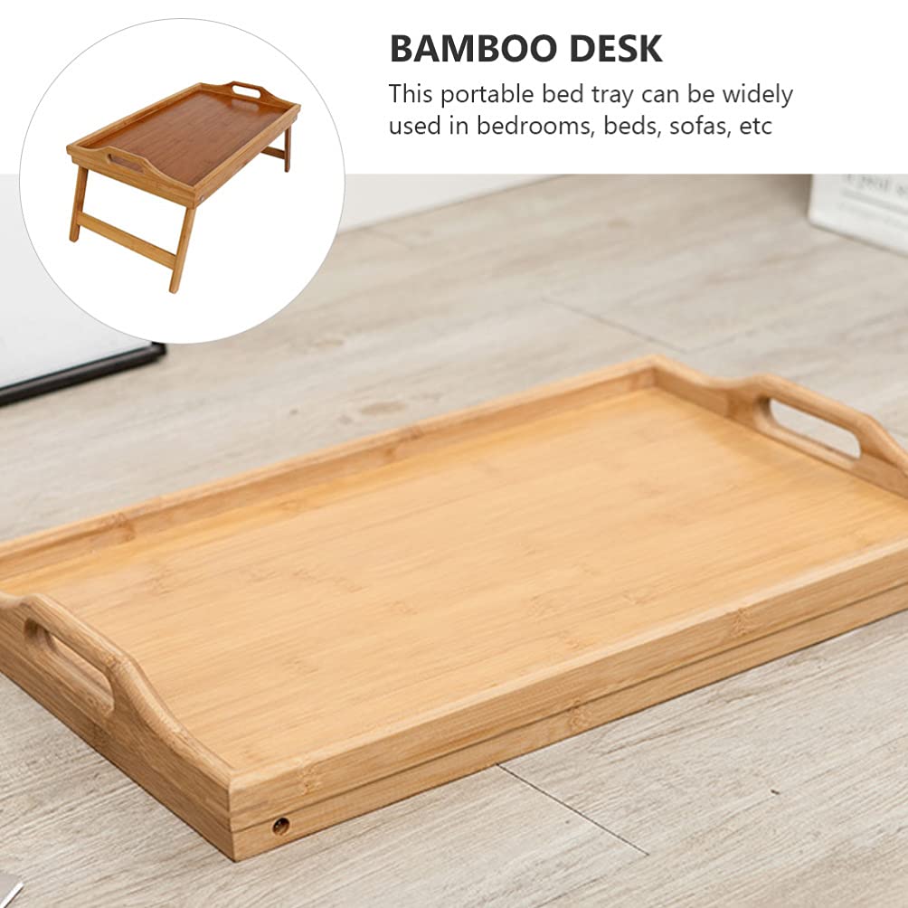 Plateau de lit pliable en bambou pour petit déjeuner au lit avec pieds 45 x 30 x 6 cm Idéal pour la maison et la chambre à coucher Parfait pour les repas et la présentation de bijoux
