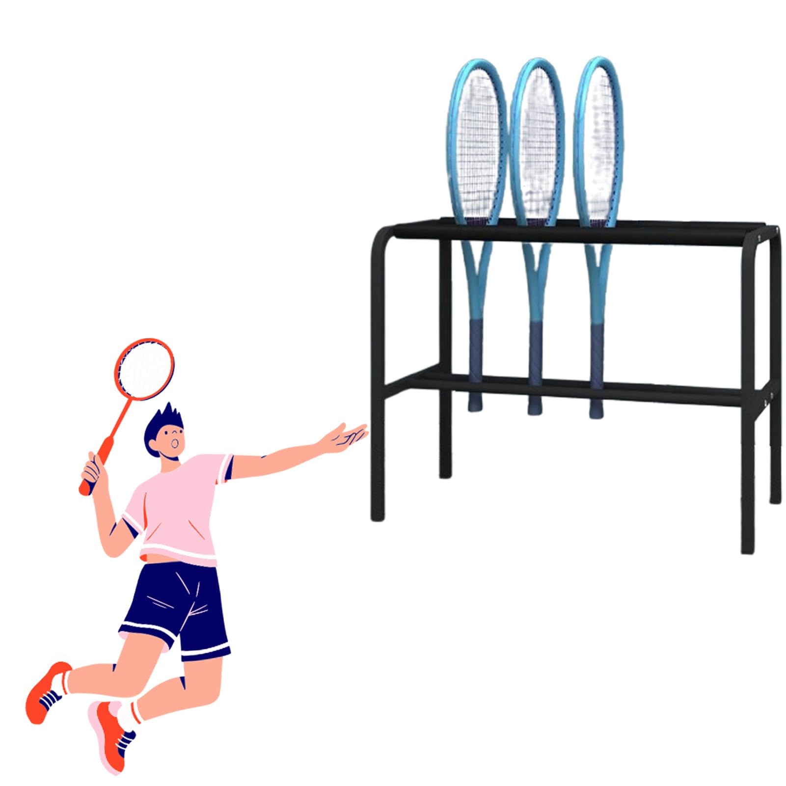 Scaffale verticale per racchette da tennis, espositore in metallo per campo e casa, contiene oltre 10 racchette