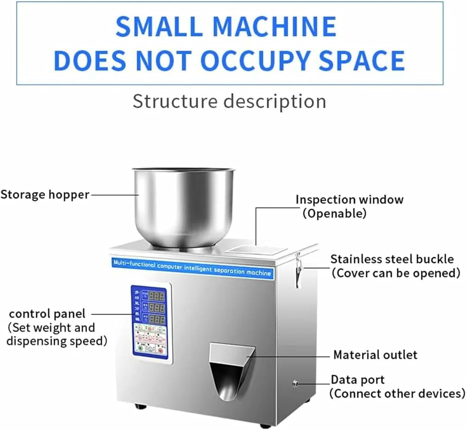 Particle Powder Filling Machine, 200W Multifunction Automatic Filling and Packing Machine, 1-99g Particle Dispensing Machine, for Beans Grains Rice