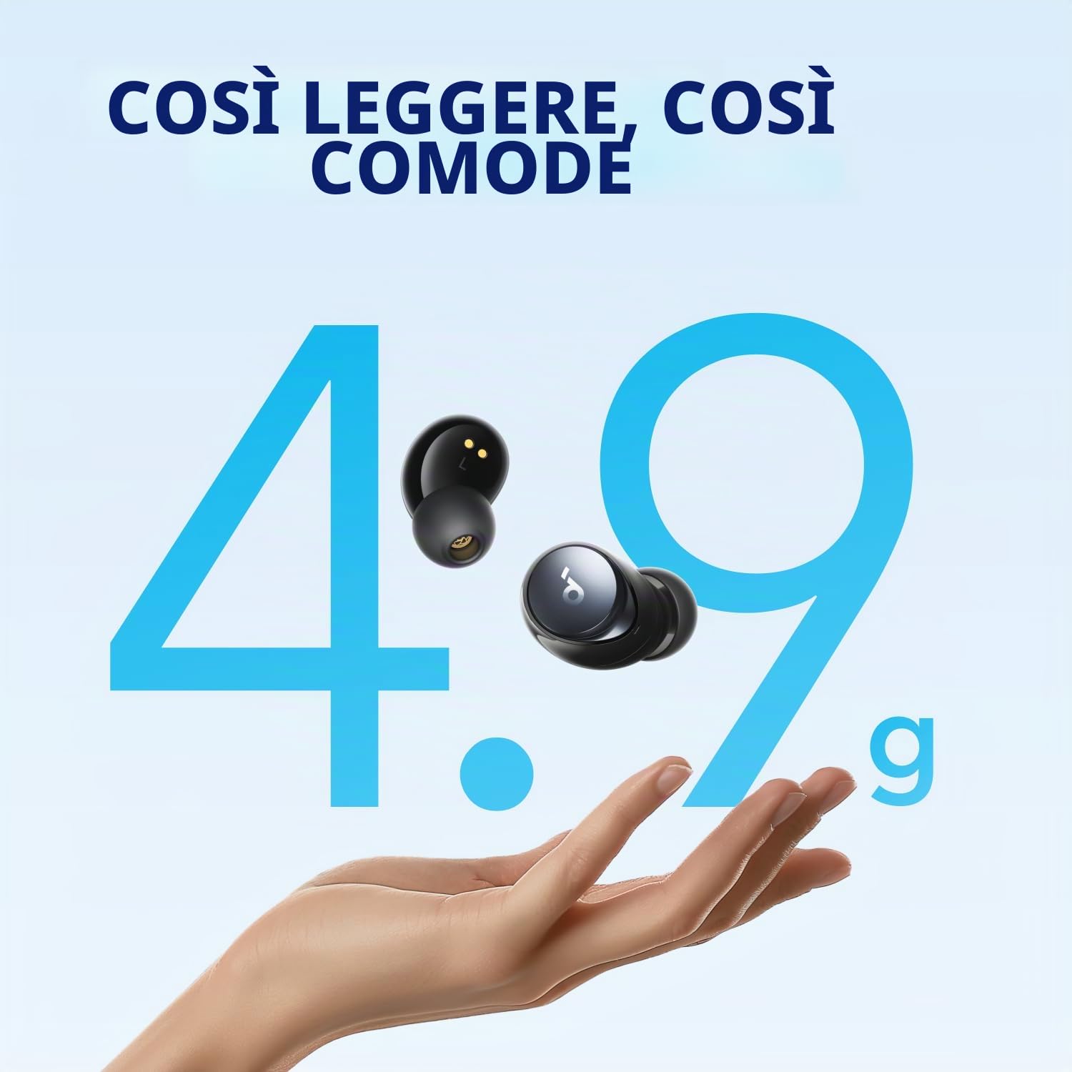 Soundcore by Anker Space A40 auricolari bluetooth con Cancellazione Rumore Attiva Adattiva, Riduzione del Rumore fino al 98%, 10 Ore di riproduzione in singolo, Suono Hi-Res, Design comodo, App | Riduzione del rumore fino al 98%, 50 ore di lettura, audio