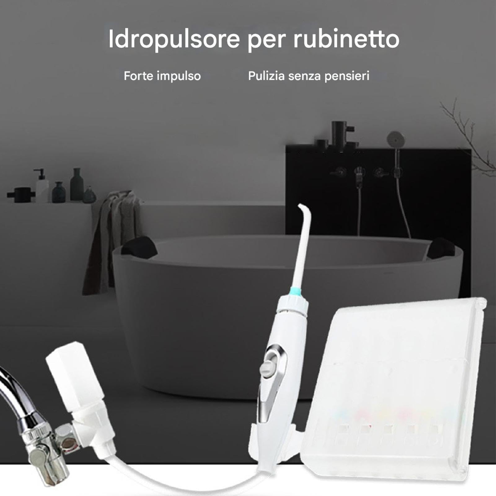 Irrigatore Orale Con Rubinetto - Idropulsore A 6 Ugelli, Dispositivo Per La Pulizia Dentale Non Elettrico, Detergente Per Denti A Flusso, Attrezzatura Per L'igiene Orale Sicura A Lunga Durata | Utiliz