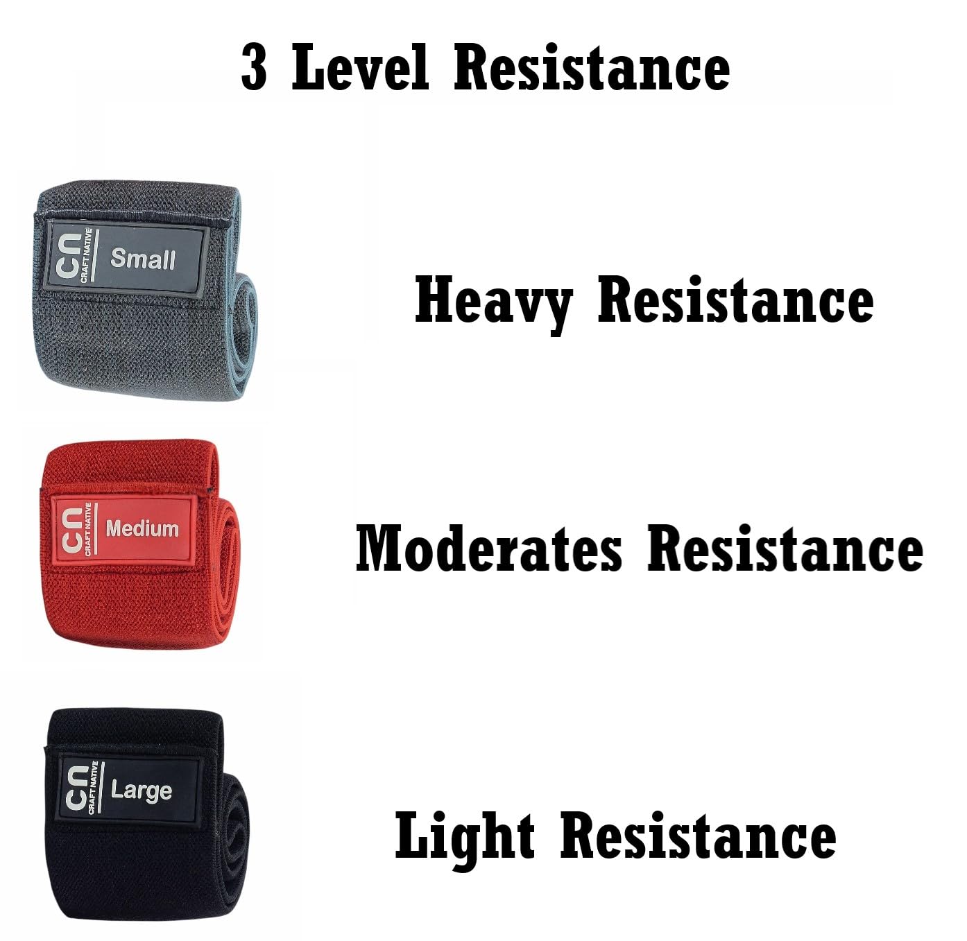 HMH - Set di fasce di resistenza sportive per uomini e donne, 3 livelli di fasce elastiche antiscivolo per glutei, gambe, bottino e allenamento di forza