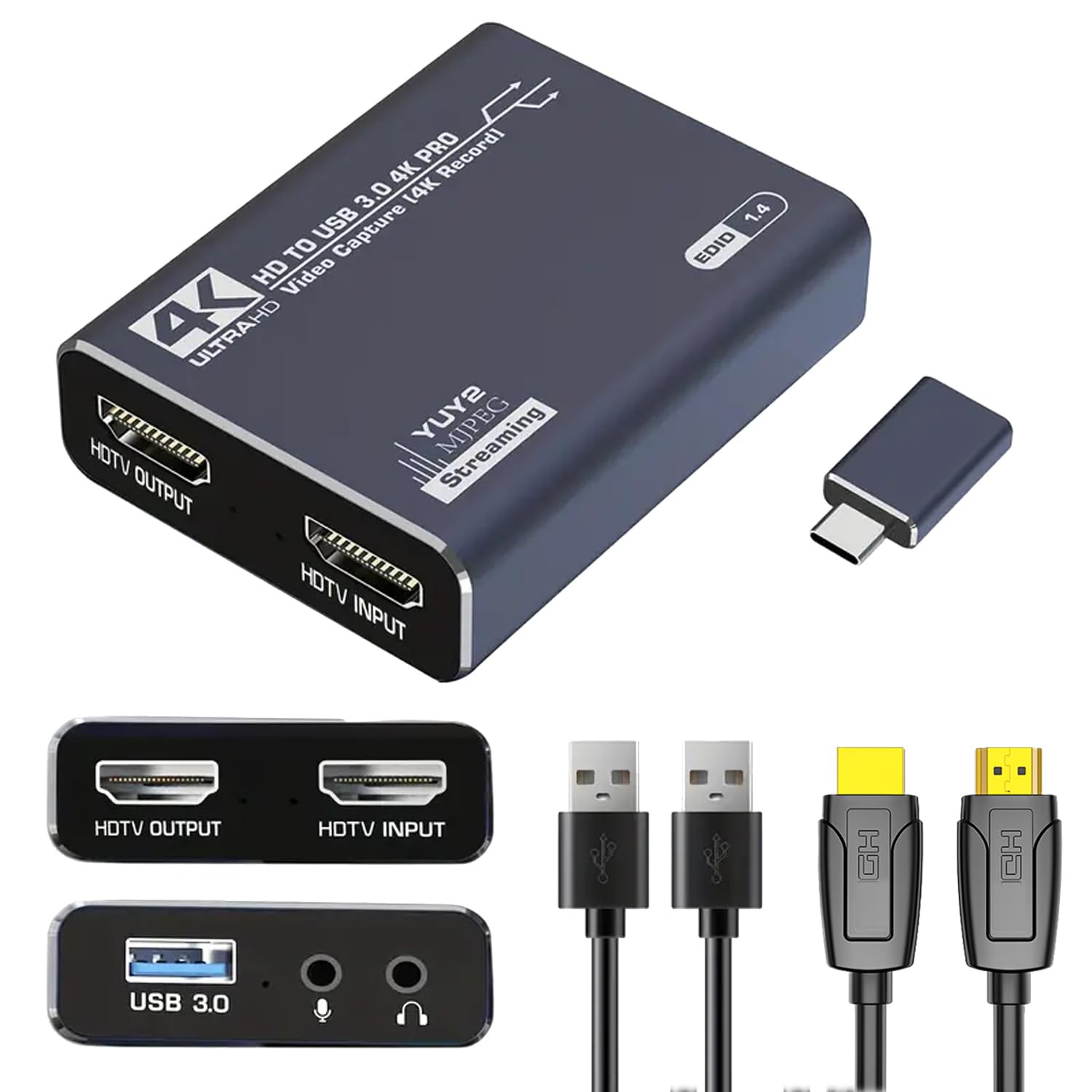 4K HDMI Capture Card with USB 3.0 & HDMI Cable - 1080p/4K Video Capture Device for Gaming, Live Streaming and Video Editing