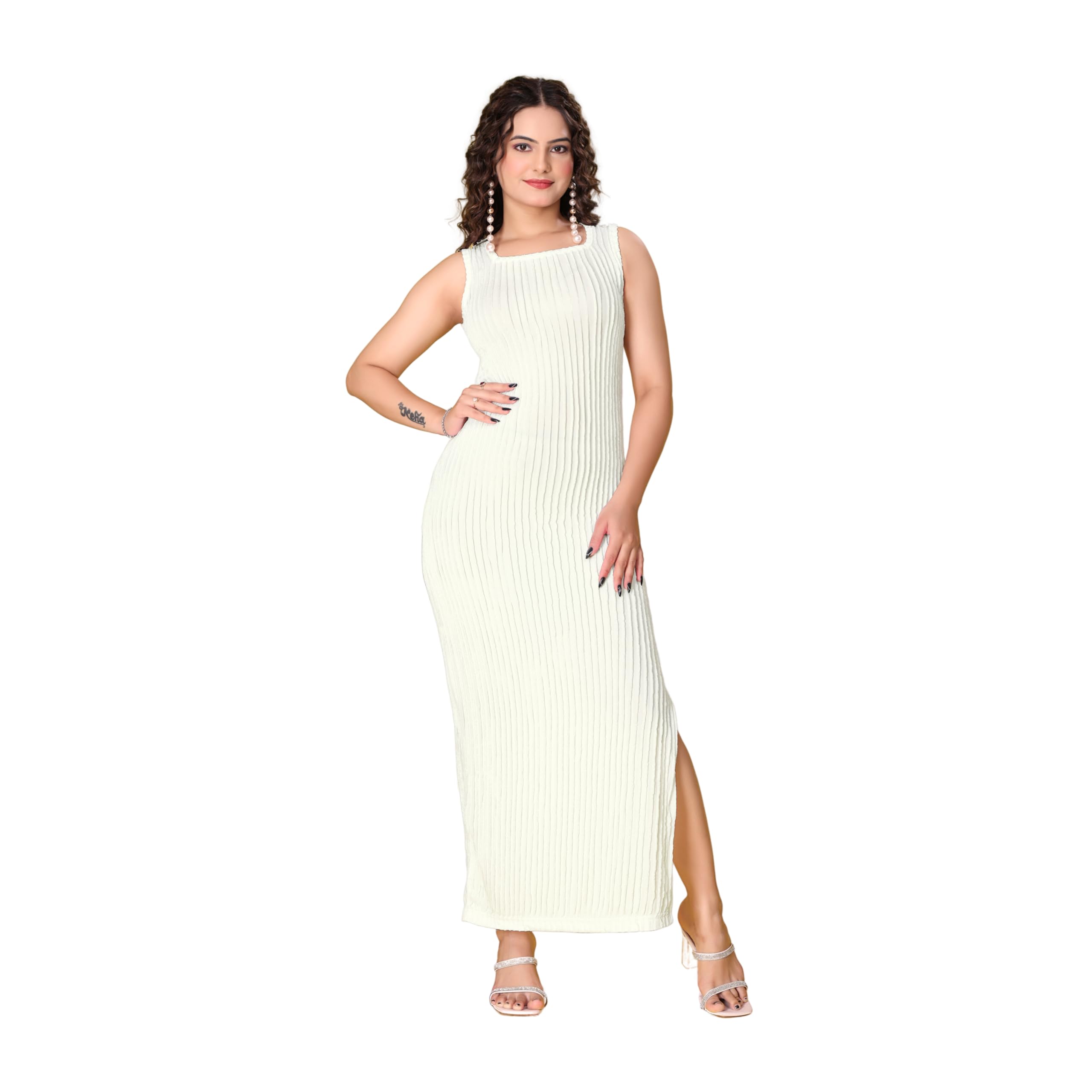 Women’s Sleeveless Ribbed Knit Bodycon Maxi Dress – Elegant Long Dress for Party, Evening, Cocktail & Summer Outings-image-38