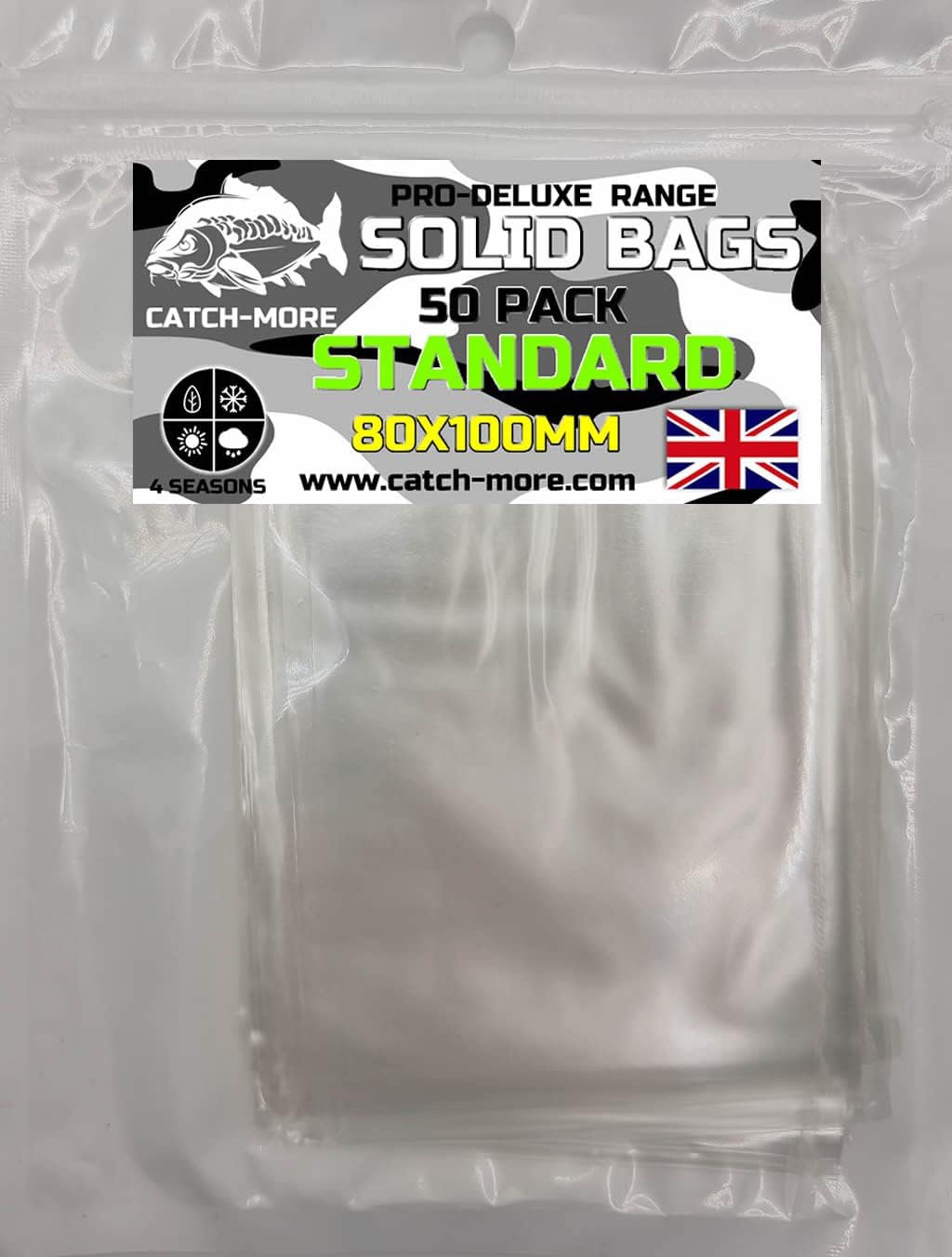 Catch-MoreSolid PVA Pro Deluxe Standard Bags 80x100mm - 50 Pack Carp Fishing