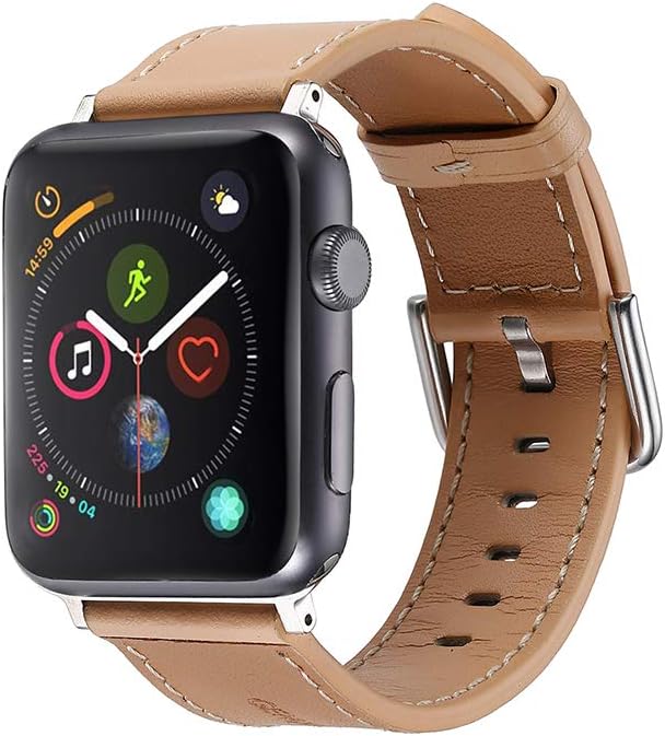 Leather Watch Band Compatible Samsung Galaxy Watch 42mm/Active 40mm with Rose Gold Buckle,Top Grain Leather Watch Strap Women 20mm Flower Wristband for Galaxy Gear Sport/S2 Classic Beige