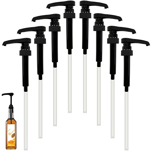 8 Pack Coffee Syrup Pump Dispenser,Black Syrup Pumps for 750ml/25.4oz