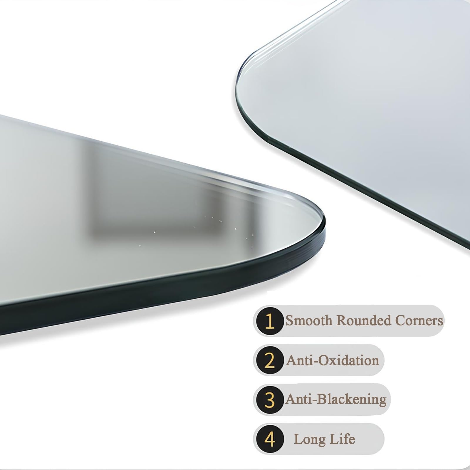 Specchio da Trucco Semicircolare da 40 * 80 Cm per Camera da Letto Ingresso Soggiorno Specchio da Bagno Antideflagrante Senza Cornice Impermeabile da Appendere(40 * 80cm/15.75 * 31.5in)