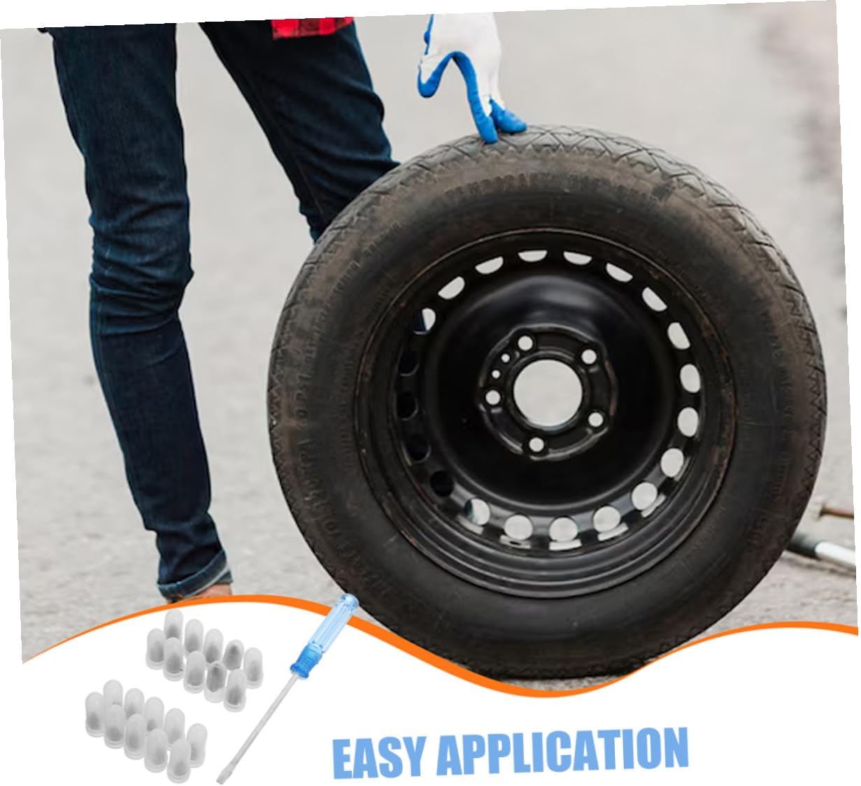MERRYHAPY Tire Repair Plug Kit with 40 Large 40 Small Mushroom Nails and Blue Screwdriver, Vacuum Tire Repair Screws for Car, Motorcycle, and Electric Vehicle Quick Puncture Fix