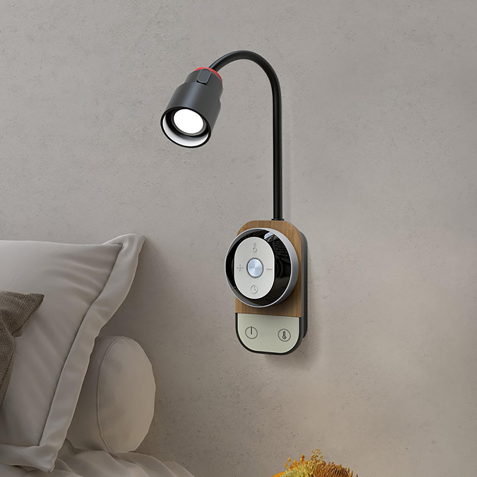 Luce Lettura Flessibile A Collo di Cigno - Applique LED Ricaricabile USB con Touch Dimmer E Telecomando Magnetico, Parete con 5 Livelli di Luminosità (Black)