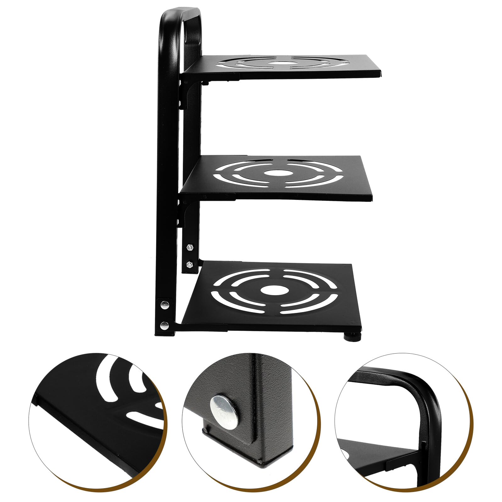Organizador de Óxido Ollas en de 3 Acero Niveles y Sartenes de Negro al Carbono Resistente Prueba Adecuado para Cocina y Armarios