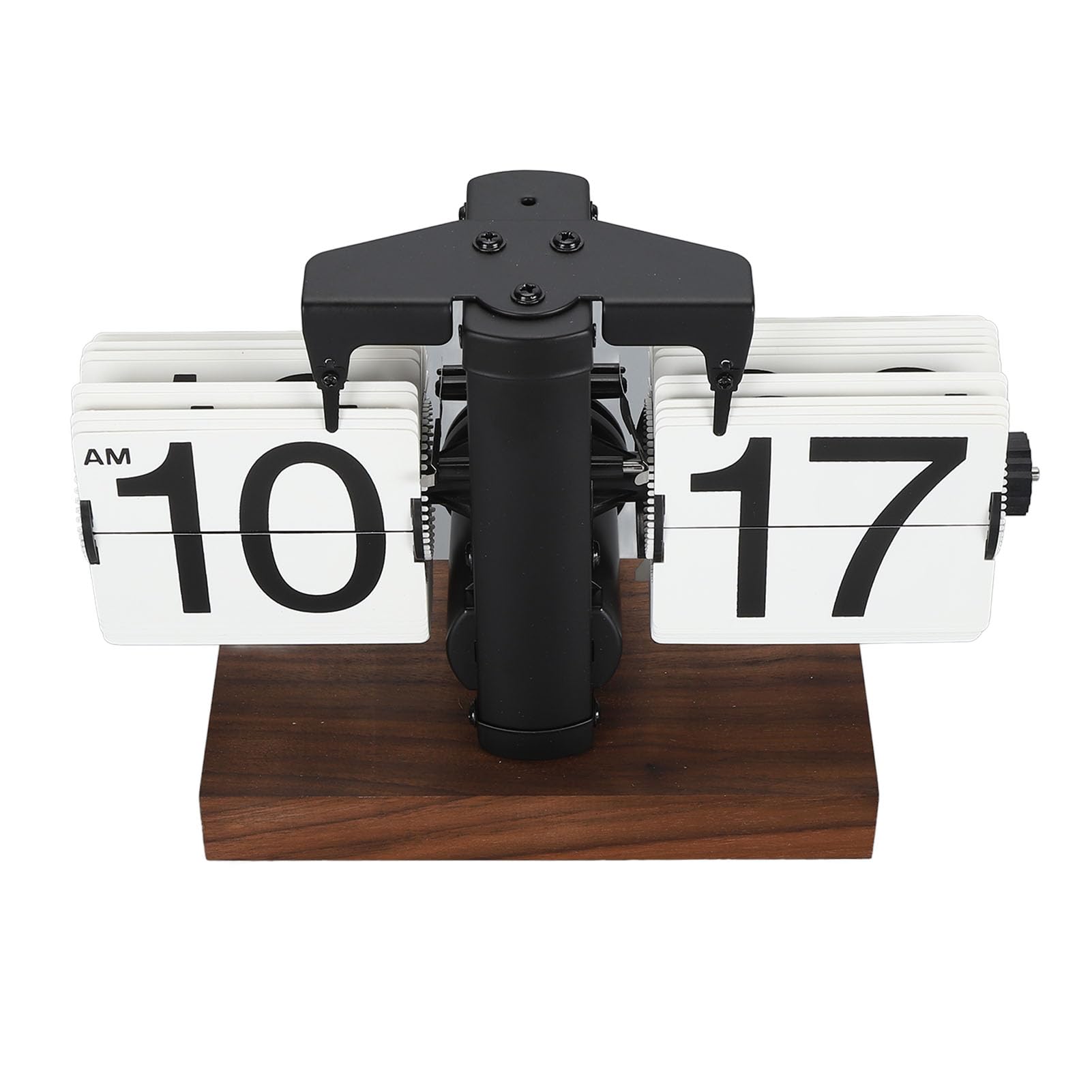 Retro Flip Clock Zegar Przerzutowy 12h, Stal Nierdzewna 304, PVC, Czarny Orzech, Automatyczny Mechanizm, Duże Liczby