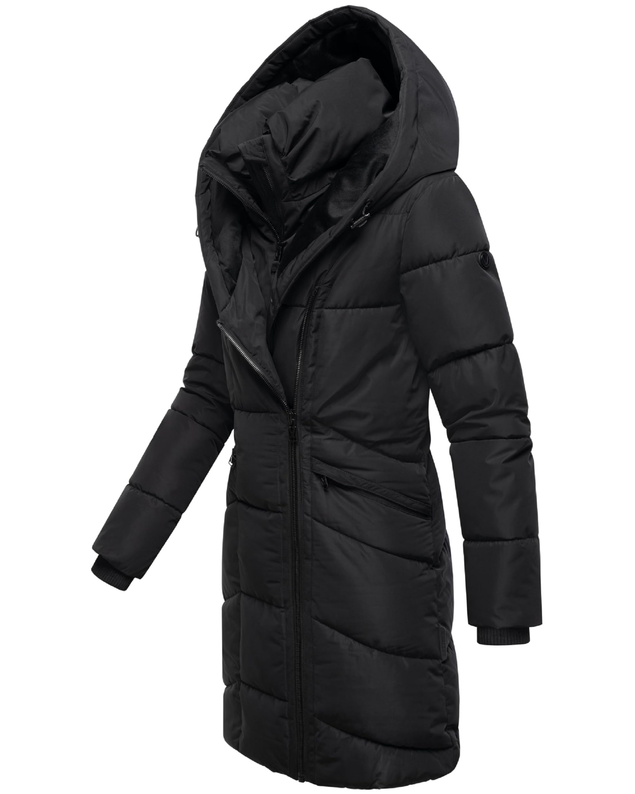 MARIKOO Cappotto lungo donna calda giacca invernale con doppia cerniera e cappuccio Virenaa 16 S-3XL