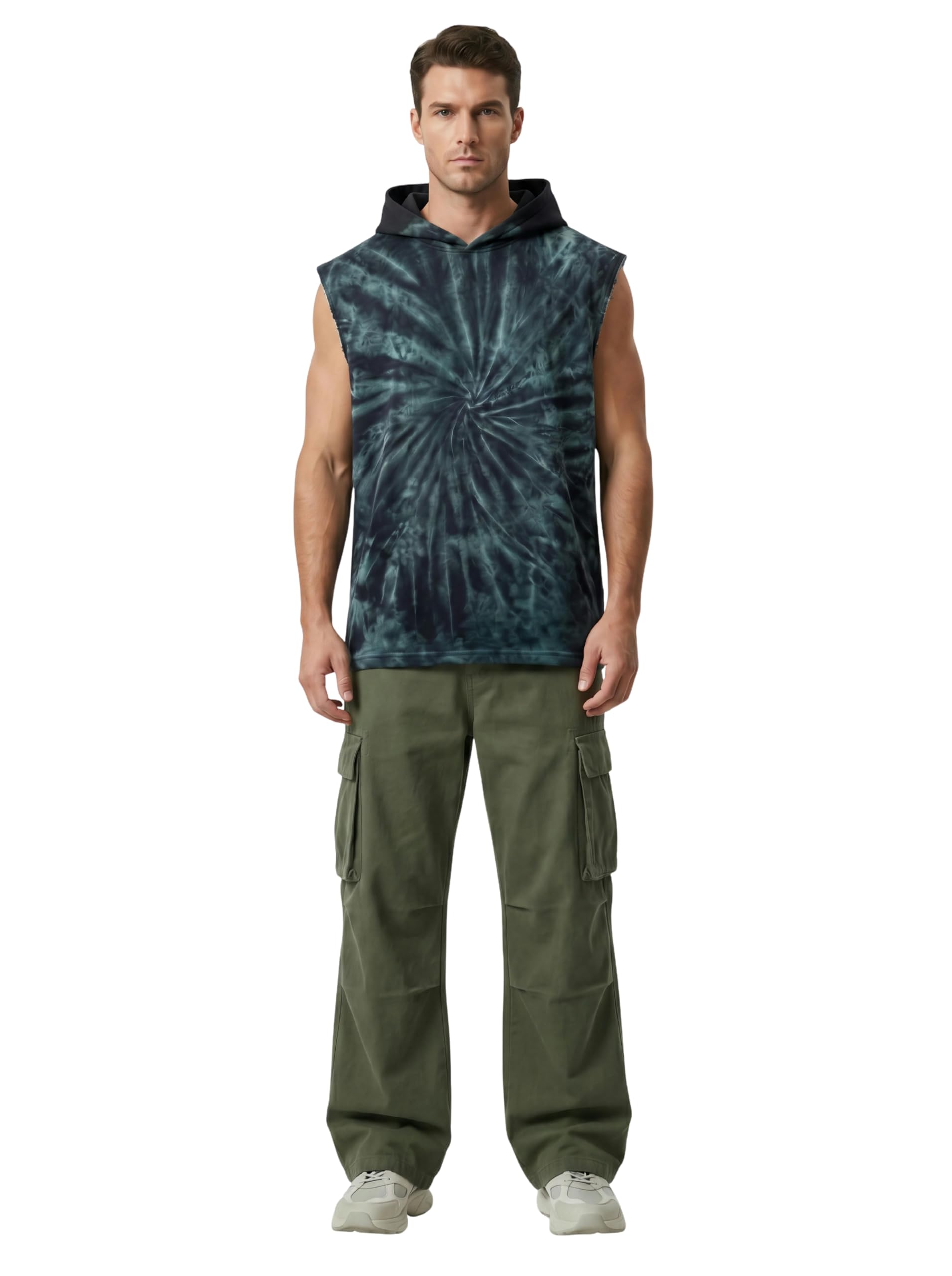 clazzey Stormcore Spiral Sleeveless Oversized Hoodie for Men with Vintage Washed Urban Streetwear Design for Casual & Gym Wear-picture-13