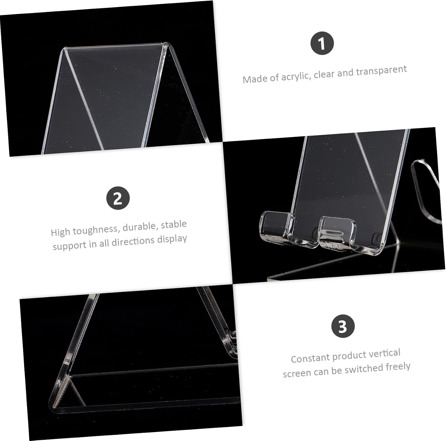 4pcs Clear Acrylic Mobile Phone Display Stand Sturdy Cellphone Holder for Retail Show Shop Home Use Various Mobile Devices image 3