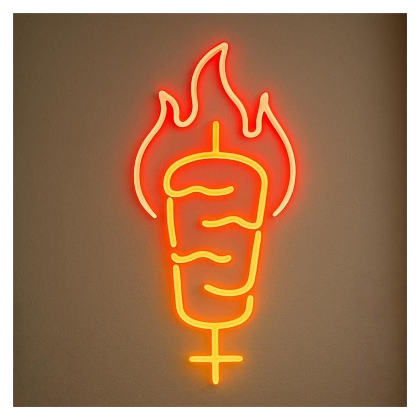 RONGCH Hanging Art Signs Fire Kebab Neon Sign LED Light Dimmable USB Powered for Fast Food Restaurant Kitchen Barbecue Party Decor 38cm