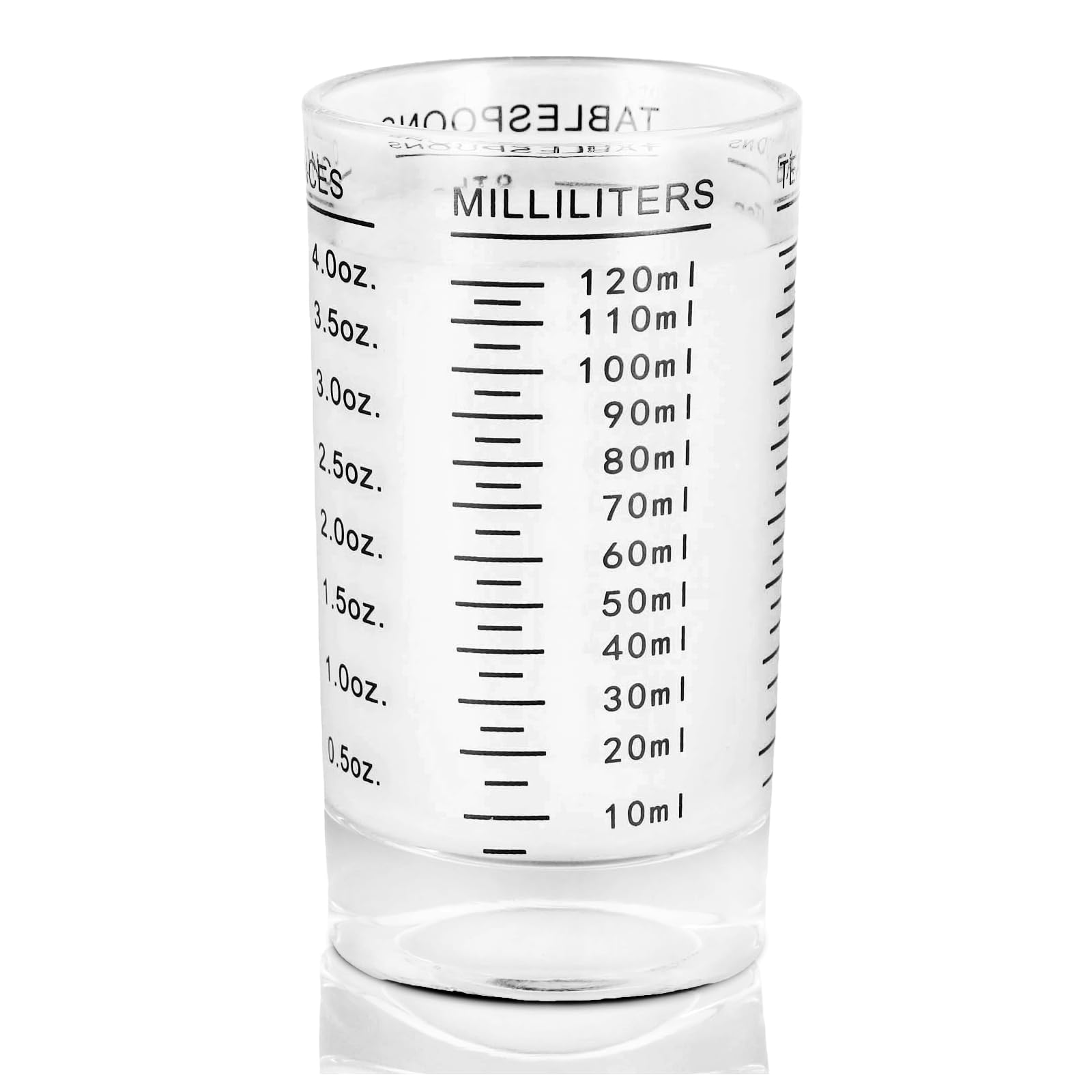 Amexo 4 oz / 120 ml Shot Glasses, Small Glass Measuring Cup with Scale