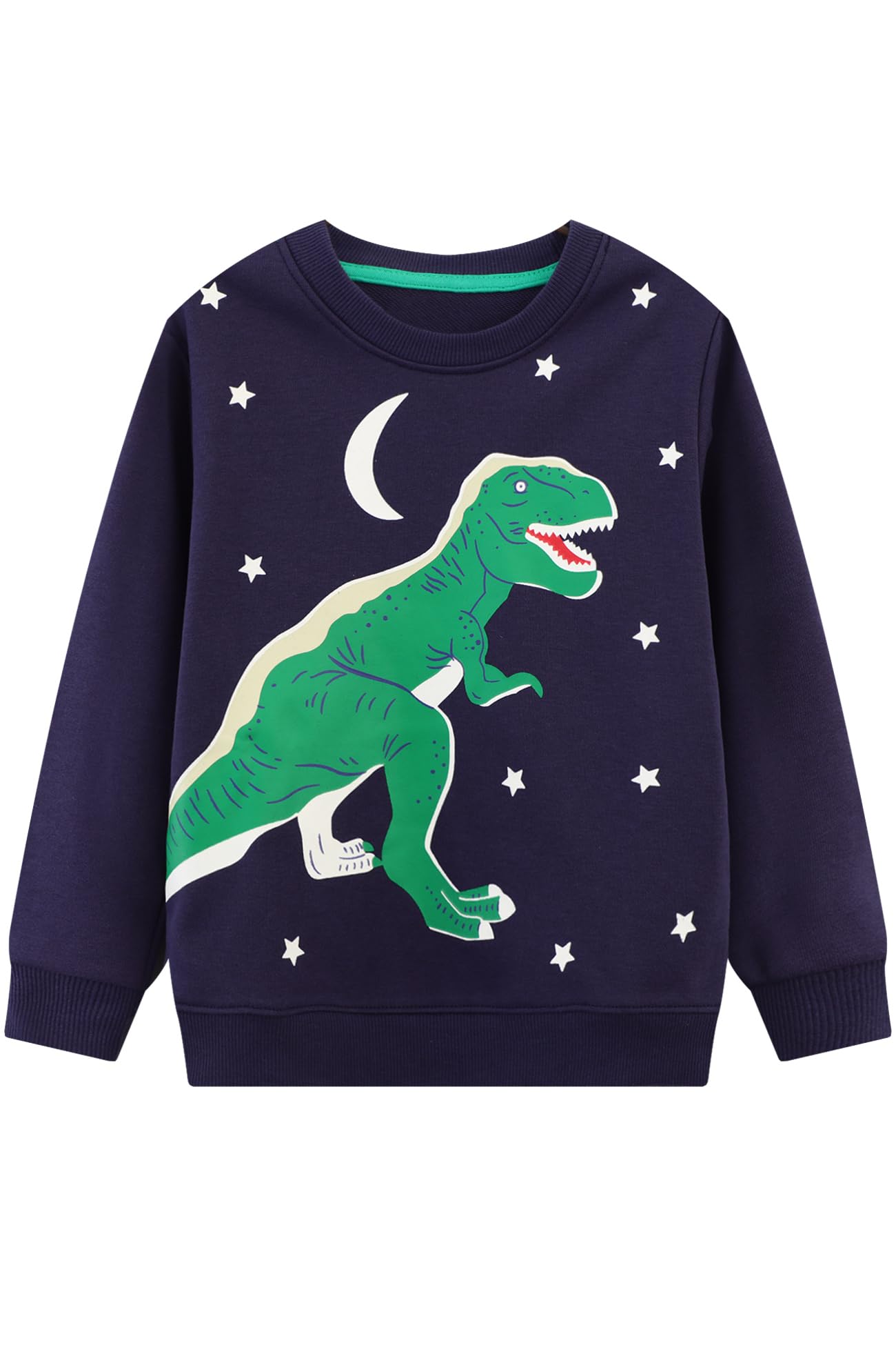 Alleen Jungen Nachleuchtender Sweatshirt Baumwolle - Hai Dino Druckdesign, Weich & Robust für Kindergarten & Spielzeit (Maschinenwaschbar, Gr. 92-122)