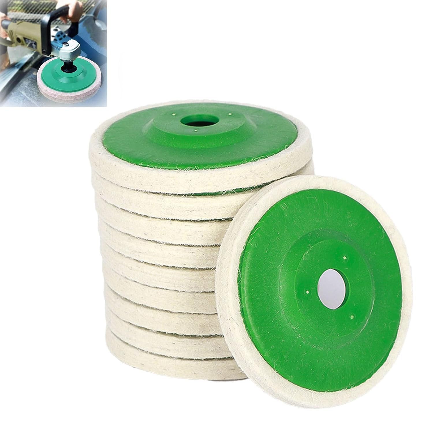 Grindshine Pro Polishing Pads - 4 Inch Wool Felt Buffing Wheels For Angle Grinder Metal & Stainless