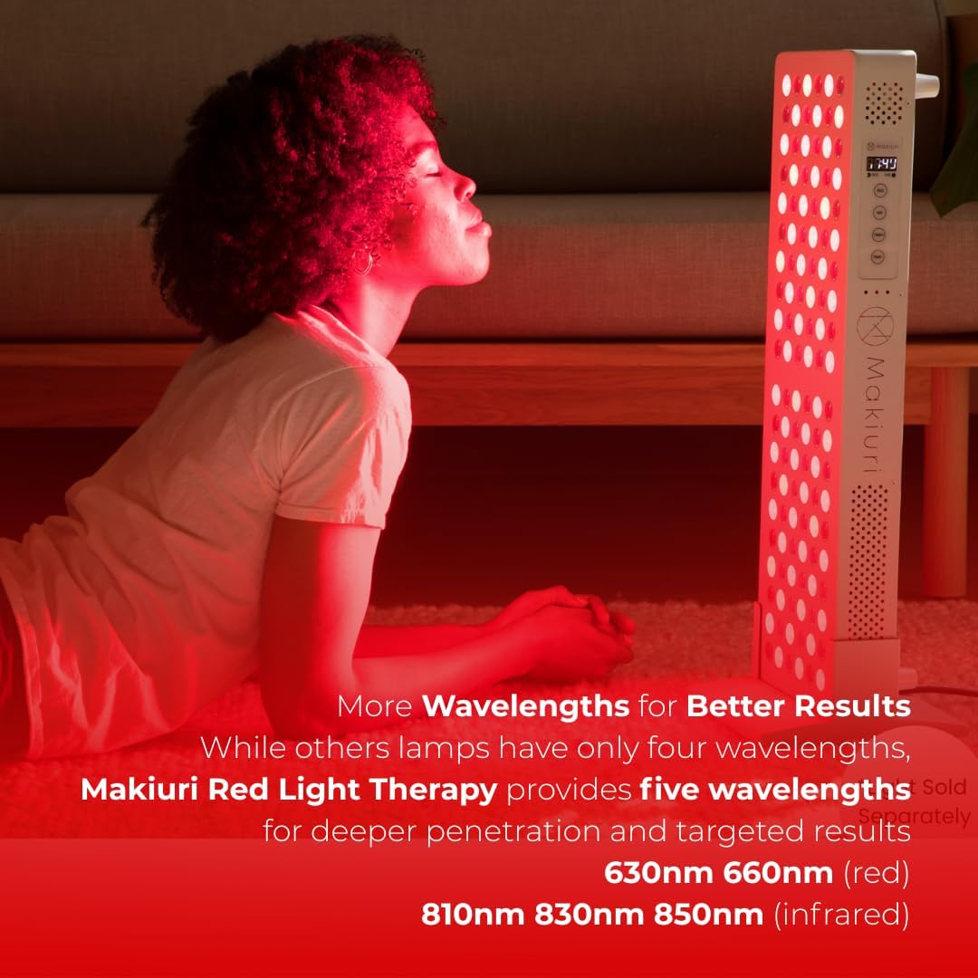 Makiuri Red Light Therapy Panel for Face & Body | 630 nm, 660nm, 810nm, 830nm, 850nm | Clinical Grade Red & Near-Infrared LED Light Therapy (5 Wavelengths) | High Irradiance | Venus (120 LED)