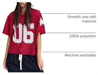 Y2k Jersey Shirts for Women Number Letter Graphic Mesh Oversized T Shirt Vintage V Neck Summer Football Tee Tops