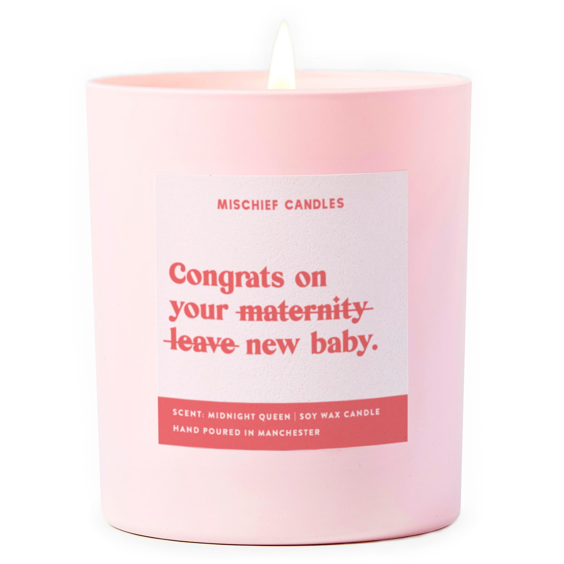 Funny New Baby Gift Pregnancy Mum Parenting Gifts Scented Soy Wax Pink Candle (Congrats On Maternity Leave)