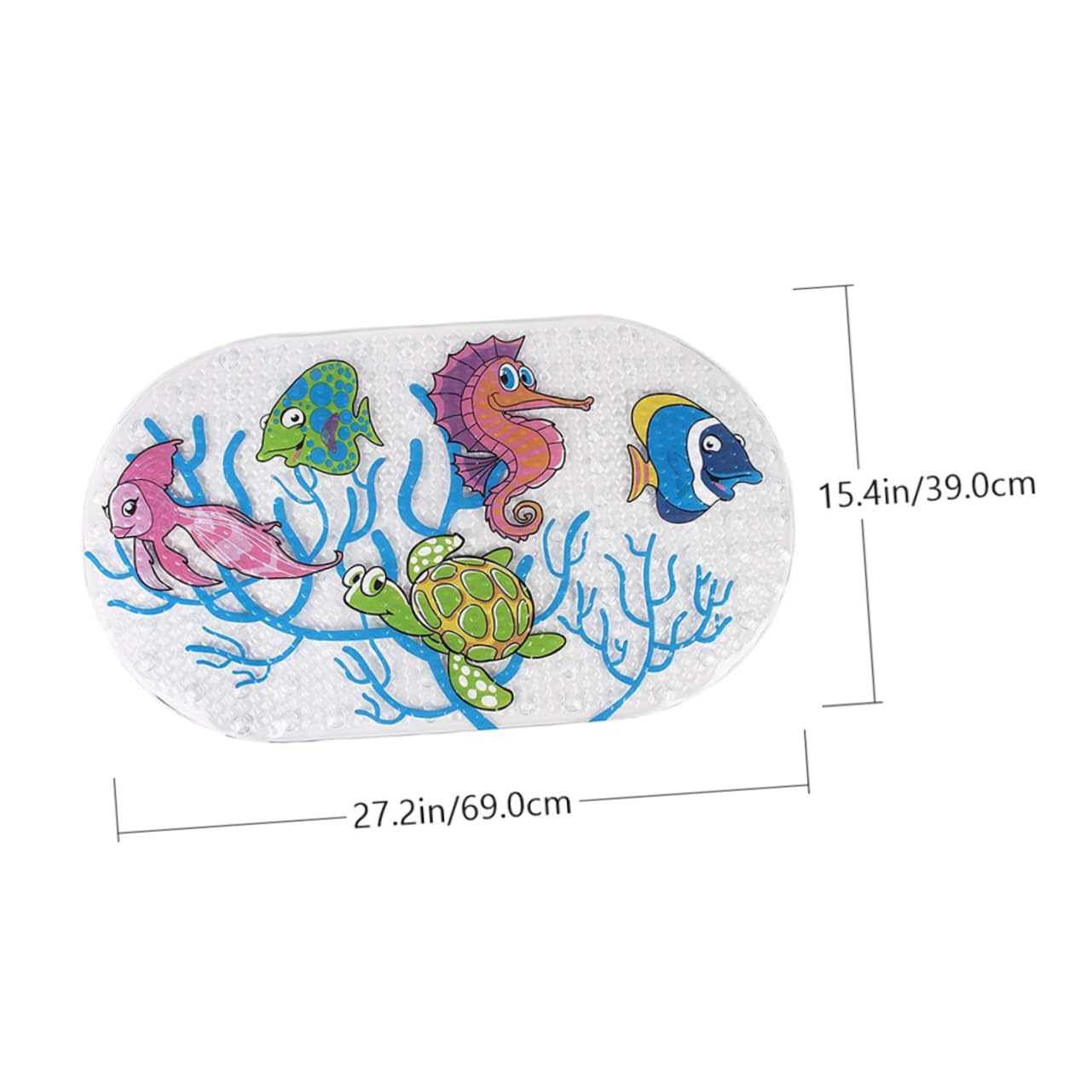 Tappetino da Bagno Antiscivolo Tartaruga Marina in Pvc per Ragazzo Ragazza | Motivo Cartone Animato, Drenaggio Rapido, Texture Confortevole, 1 Pezzo