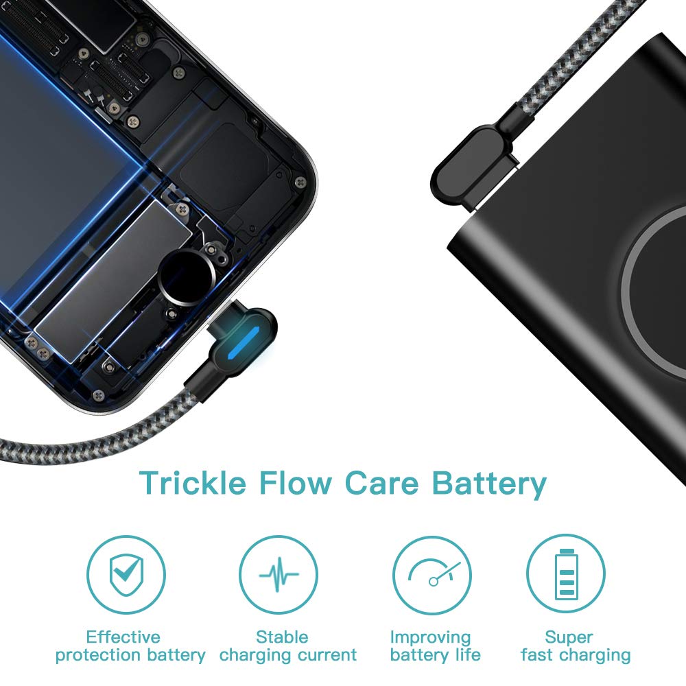 Best Promo iPhone Charger - Right Angle Charging Cable with LED Light 3M/10FT Nylon Braided Fast Sync Charger USB Cable Compatible with iPhone12/11/ Xs/XS Max/XR/X / 8/8 Plus / 7/7 Plus (Black Gray, 10FT) Free Shipping 🛒 iPhone Charger - Right Angle Charging Cable with LED Light 3M/10FT Nylon Braided Fast Sync Charger USB Cable Compatible with iPhone12/11/ Xs/XS Max/XR/X / 8/8 Plus / 7/7 Plus (Black Gray, 10FT)