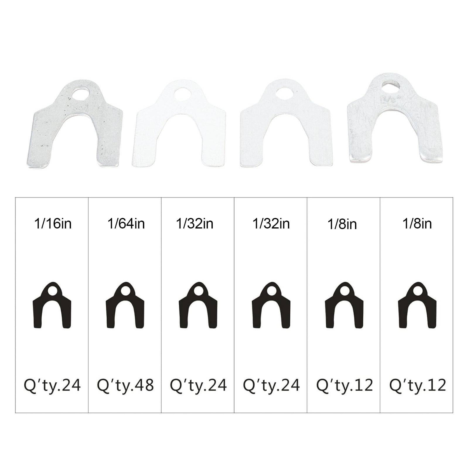 144pcs Set di Shim per il Corpo di Allineamento Automatico, Metallo 1/16in 1/64in 1/32in 1/8 Pollici con Scatola di Conservazione, per Spessori di Allineamento del Camber,