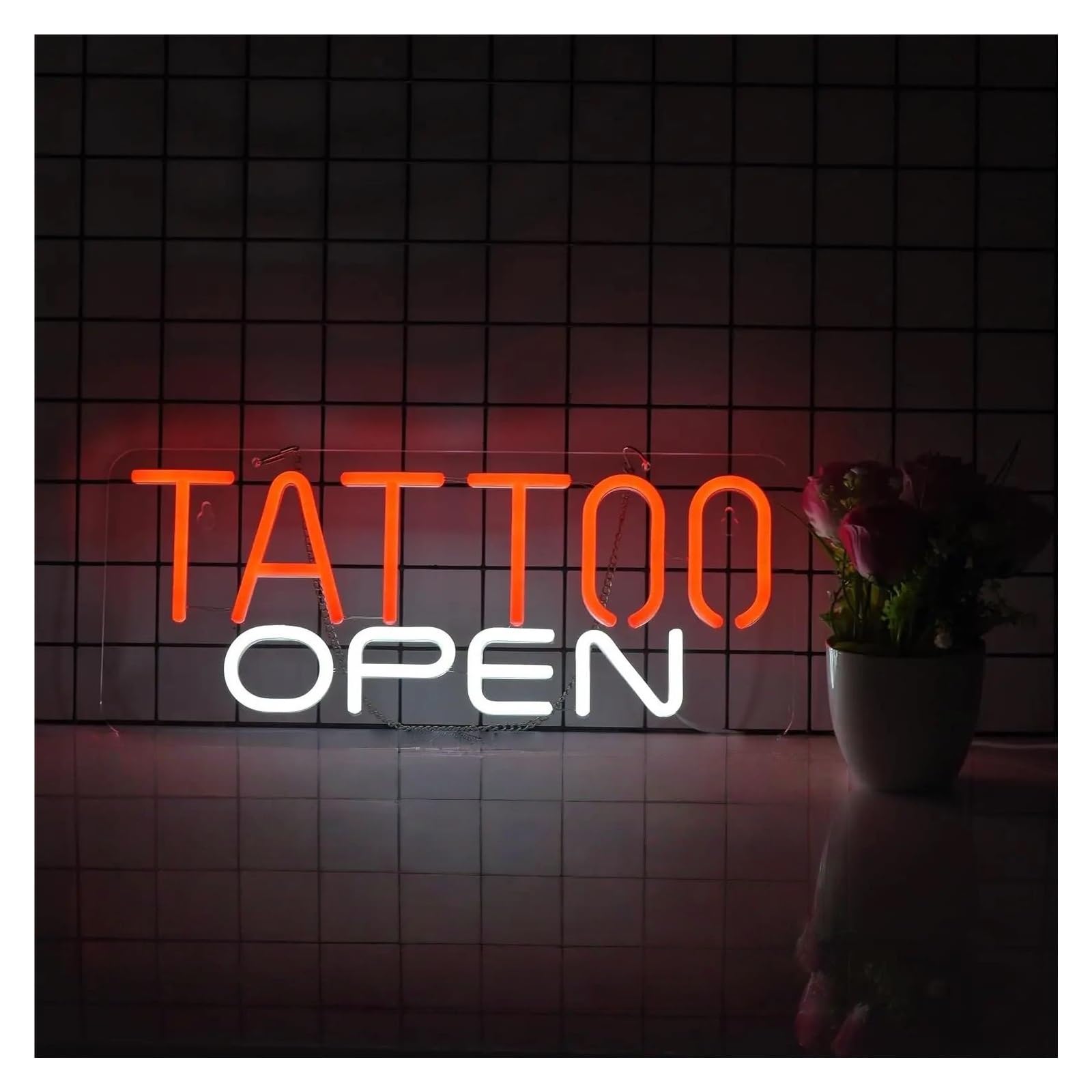 Rongch One Color Hanging Art Signs Dimmable Neon Sign Tattoo Open For Business Studio Wall Decor To Make The Shop More Attractive 43X18cm