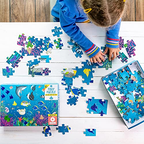 Talking Tables 100-Piece Fish Puzzle for Kids with Matching Poster & Ocean Fact File | Educational Games for Children, Toddler Toys, Birthday Present - Thumbnail 2