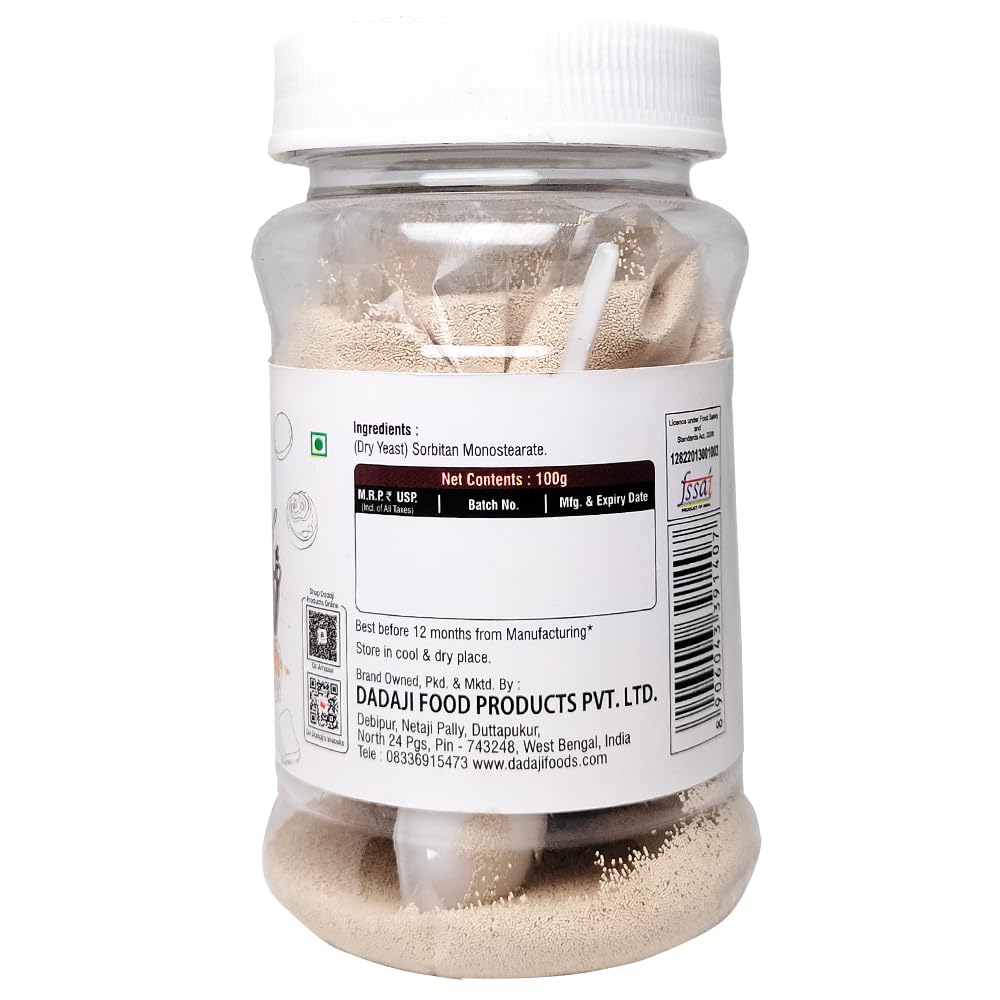 Dadaji Active & Instant Dry Yeast Powder | 100g | Ideal for Baking Bread, Pizza, Cakes & Dough at Home | All Purpose Yeast | Pack of 1| With Free Spoon - Image 8 thumbnail