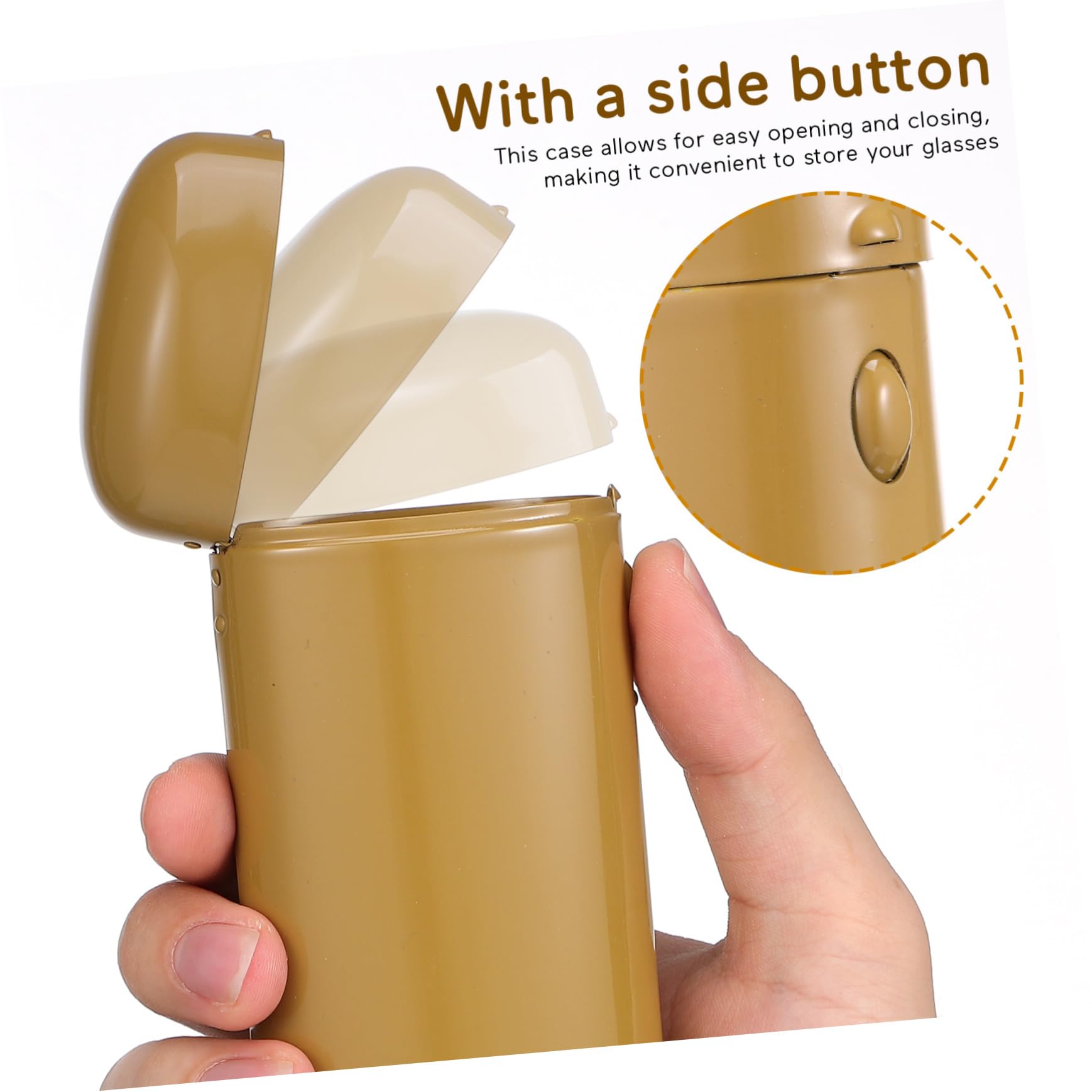 Homoyoyo Brillenetui aus Metall, Beige, Flach Zylindrisch, Elegant