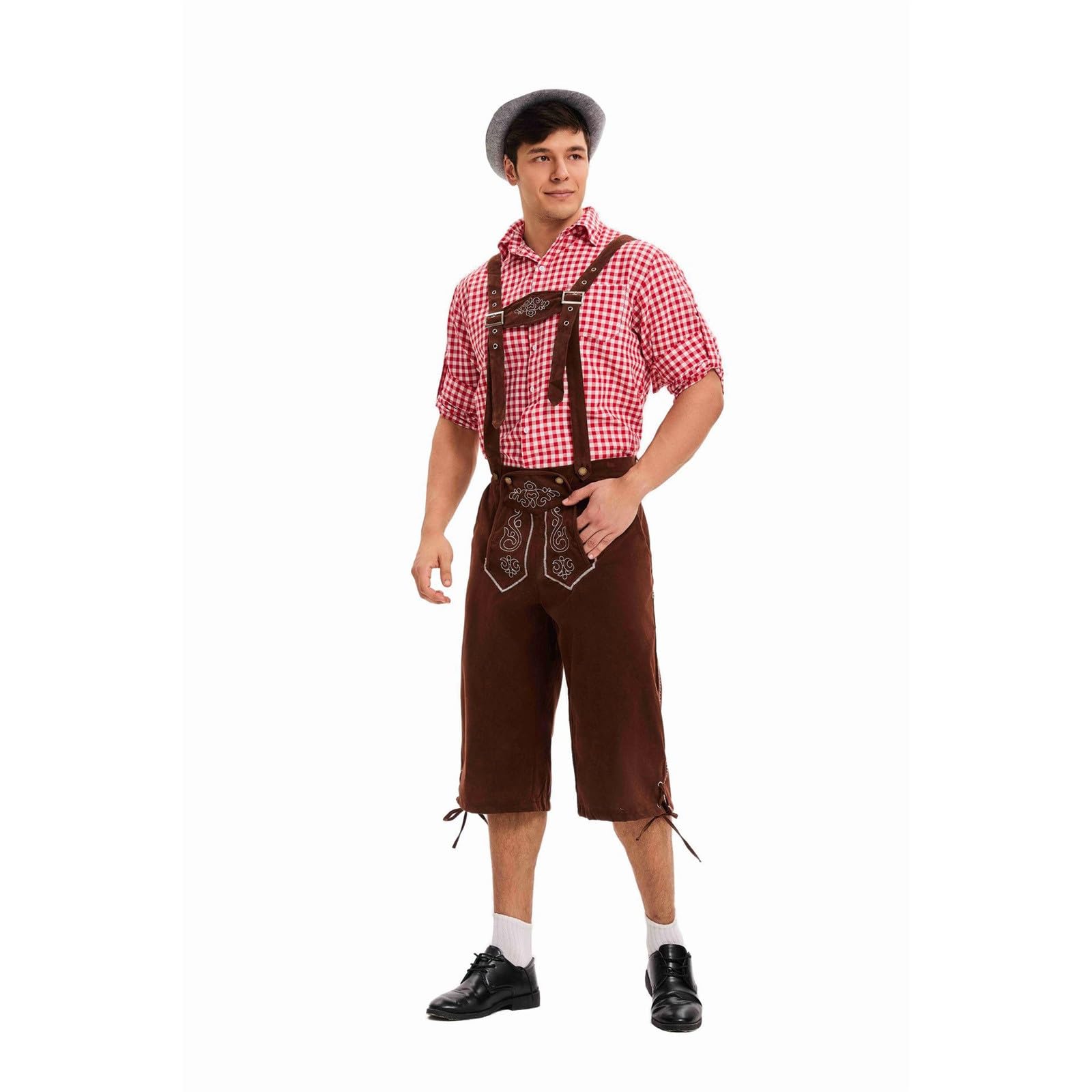 Generisch 2026 Oktoberfestkostüme für Herren traditionelle Bierfest-Kleidung mit Hosenträgern Cosplay-Outfit für Feiern historische Gewandung für Veranstaltungen Feste