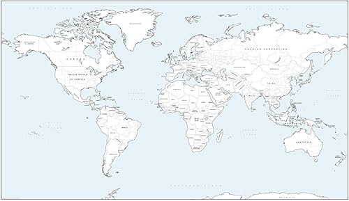 Mapa detallado del mundo para colorear, grande, papel mate de 27.75 x 16.25 pulgadas