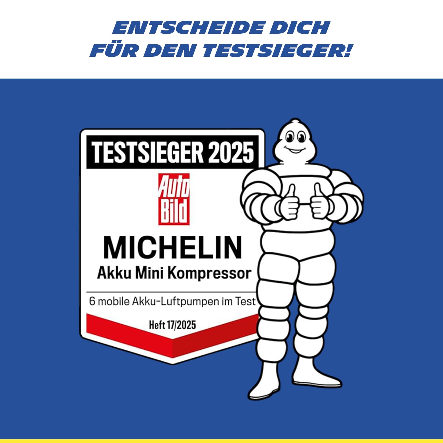 MICHELIN Air Power Mini 1 Li-Ionen Akku Mini-Kompressor kabellos – Elektrische Luftpumpe 9,9 bar mit Digitaldisplay, Auto-Stopp & LED für Auto, Fahrrad, E-Bike & Motorrad | Elektrische Luftpumpe 9,9 bar mit Digitaldisplay, Auto-Stopp & LED für Auto, Fahrr