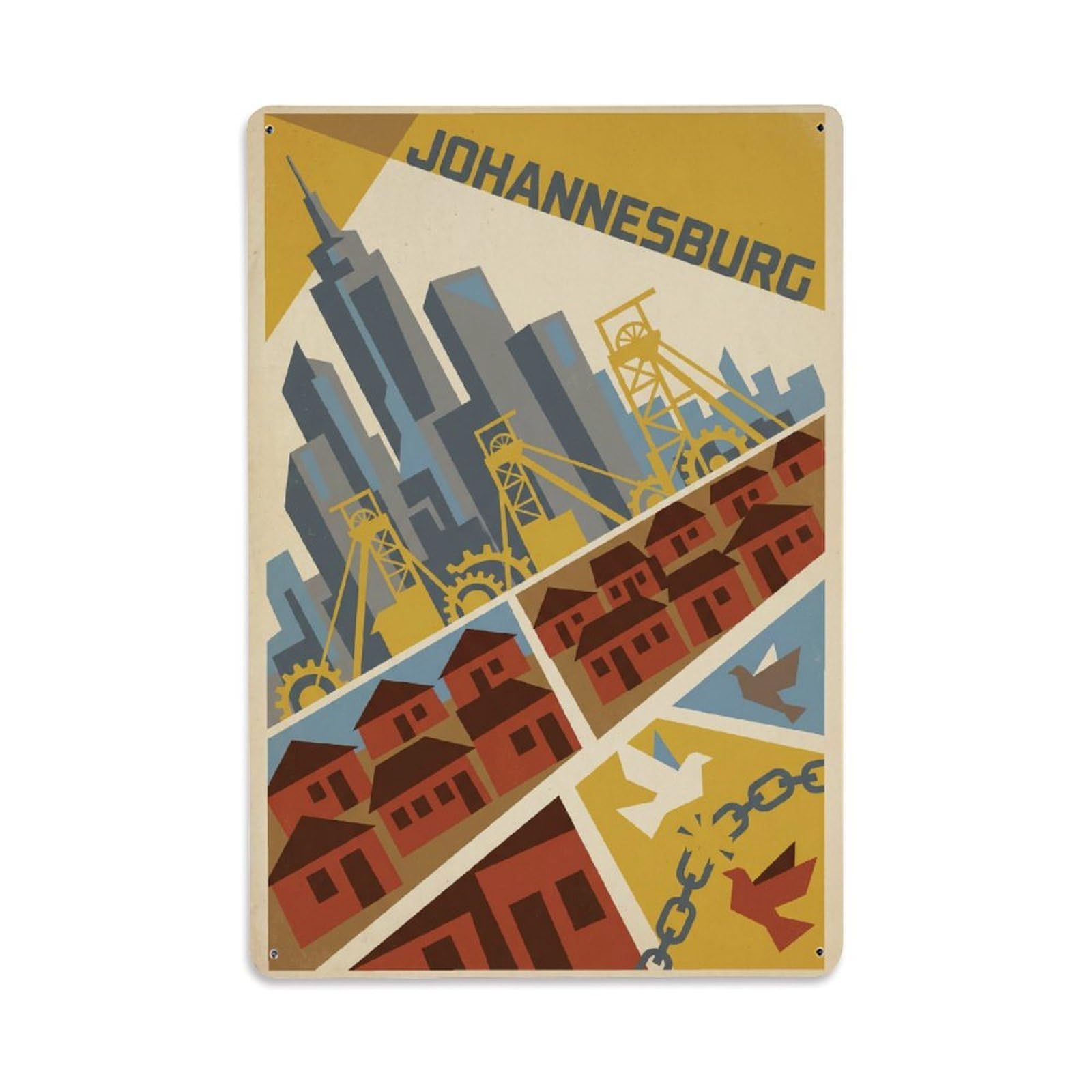 Gead 8X12inch Style Travel Retro South Africa Johannesburg Metal Tin Sign