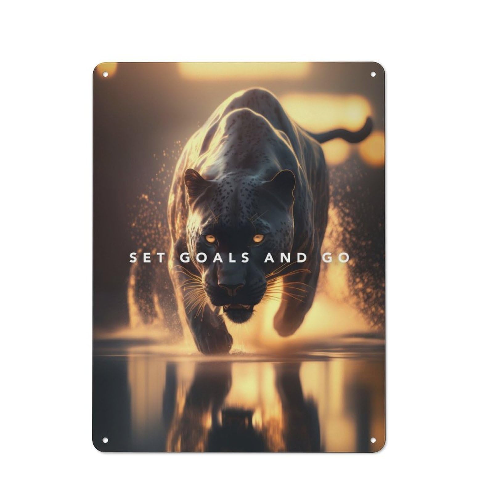 Junmoney Set Goals And Go Panther Tin Wall Plaque 40X30cm With For Pub Or Café, For Hospitality Wall Decor Collectors