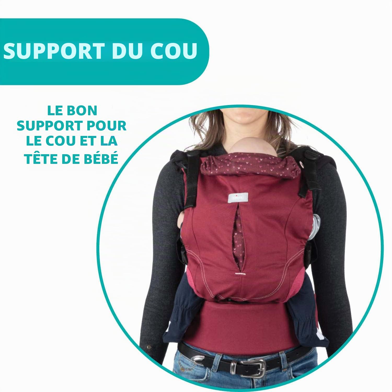Chicco Myamaki Fit Porte-Bébé Physiologique et Multi-Position, Soutien du Dos et de la Nuque - de la Naissance à 15 kg - Burgundy Powder