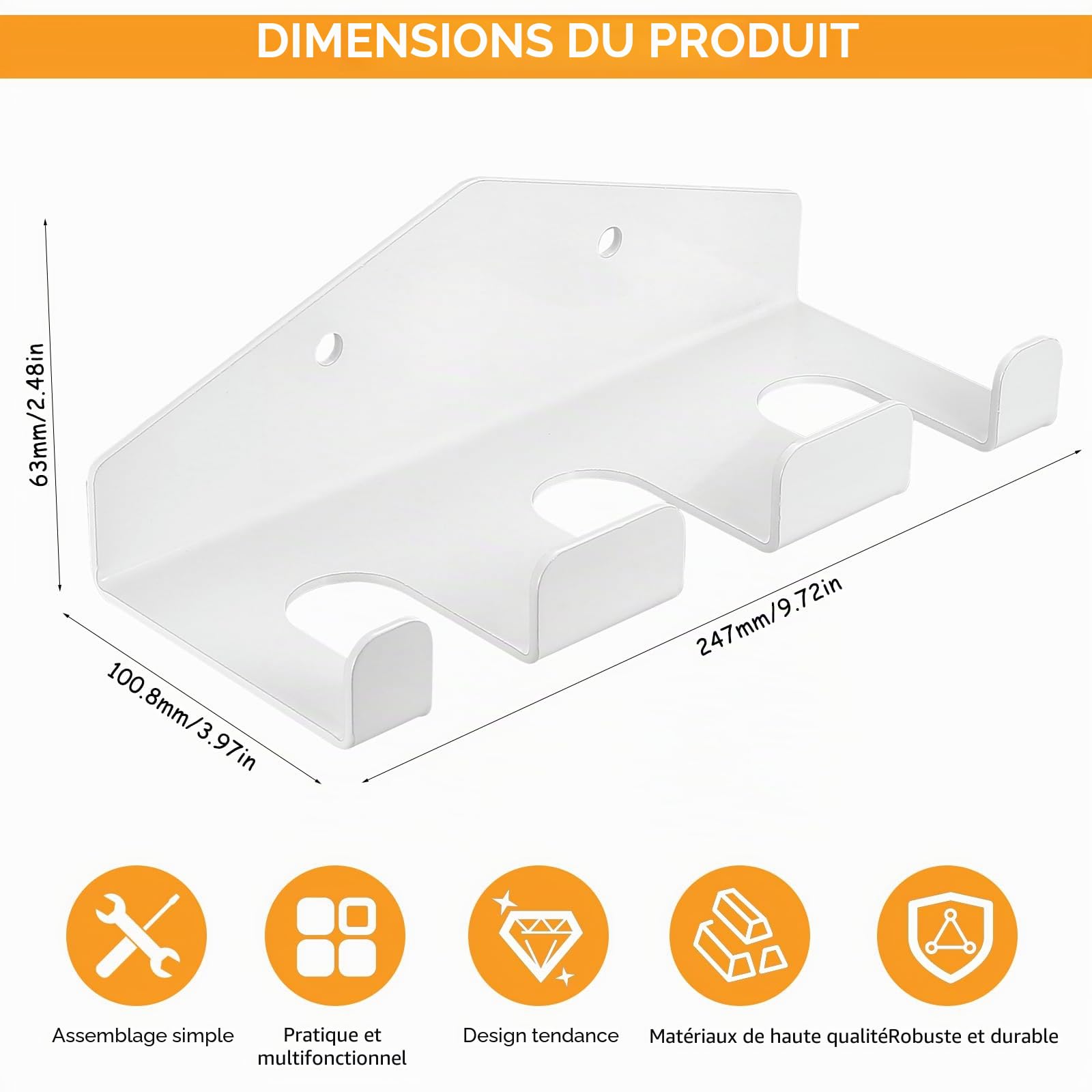 Support pour Haltères, Support Porte Mural pour Barre d'Haltères, Gancio da Parete per Bilanciere Verticale, Support Mural pour Haltères Olympiques, Rack de Stockage pour Barbell Bar