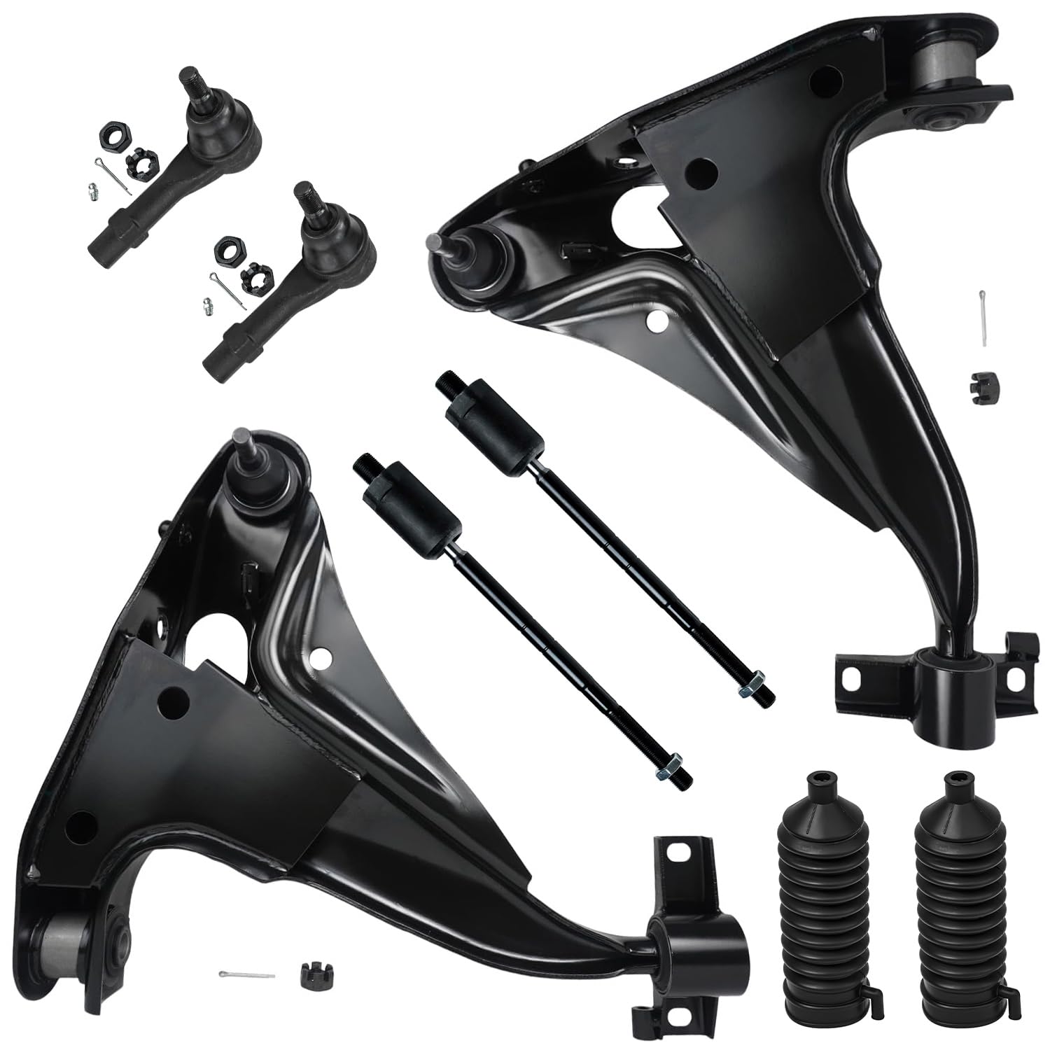 Detroit Axle - 8PC Front Lower Control Arms and Inner Outer Tie Rods
