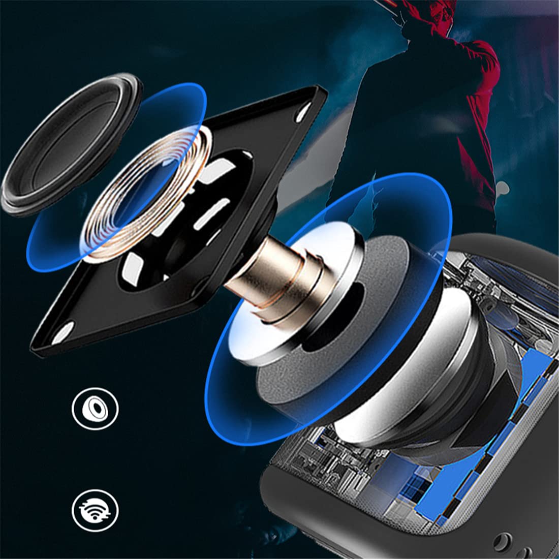 Altoparlante Bluetooth, Altoparlanti Wireless Portatili, Altoparlante Wireless Impermeabile IPX6, Stereo Rumoroso, Bassi in Piena Espansione, 24 Ore di Gioco per Casa, Festa
