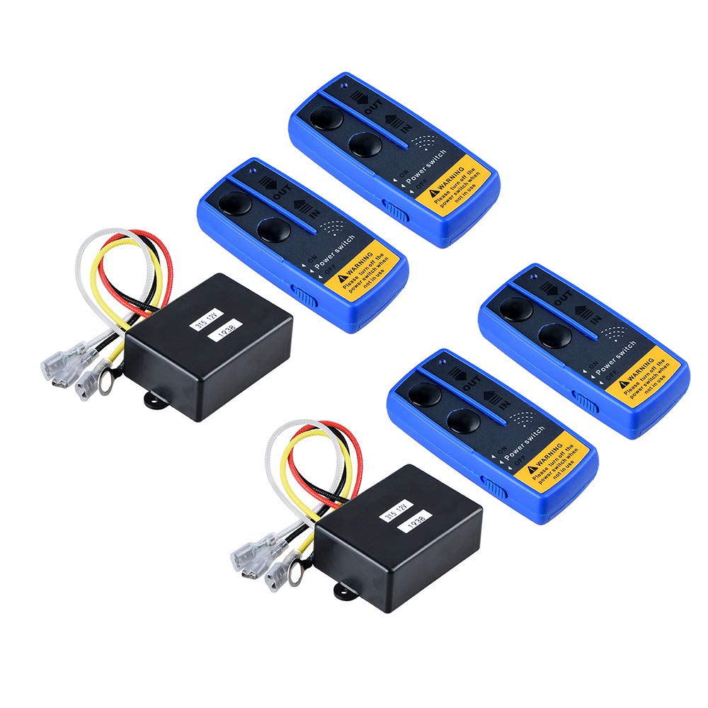 Astra Depot 2 Set Wireless Remote System 12V Wireless Winch Receiver Remote Control for 12 Volt 500 Amp Winch Solenoid Contactor Relay 8000lb - 12000lbs Winches ATV UTV Truck 4WD 4x4