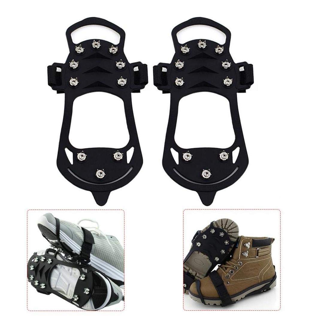 Poignées de Glace Crampons de Neige Crampons de Traction Pinces de démarrage de Chaussures Anti-dérapant 10 Crampons pour la Marche hivernale