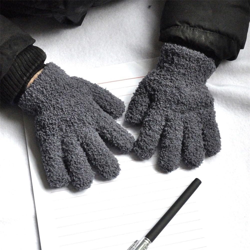 Winter Toddler Plush Coral Gloves, Lightweight Stretchy Cute Full Fingers Mittens for Boys & Girls - Soft Windproof