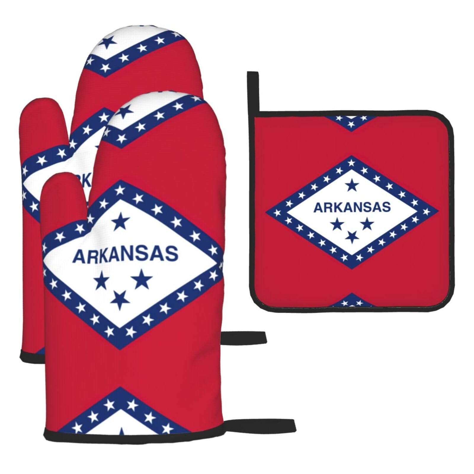 Arkansas State Flag Oven Mitts And Pot Holders Sets Of 3 Oven Glove Kitchen Decor For Baking Cooking Bbq