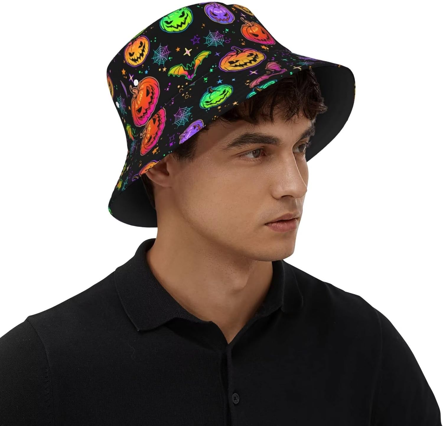 Halloween Bucket Hat for Women Men Watercolor Gothic Skull Hat Holiday Party Cap Outdoor Travel Sun Caps - Image 7