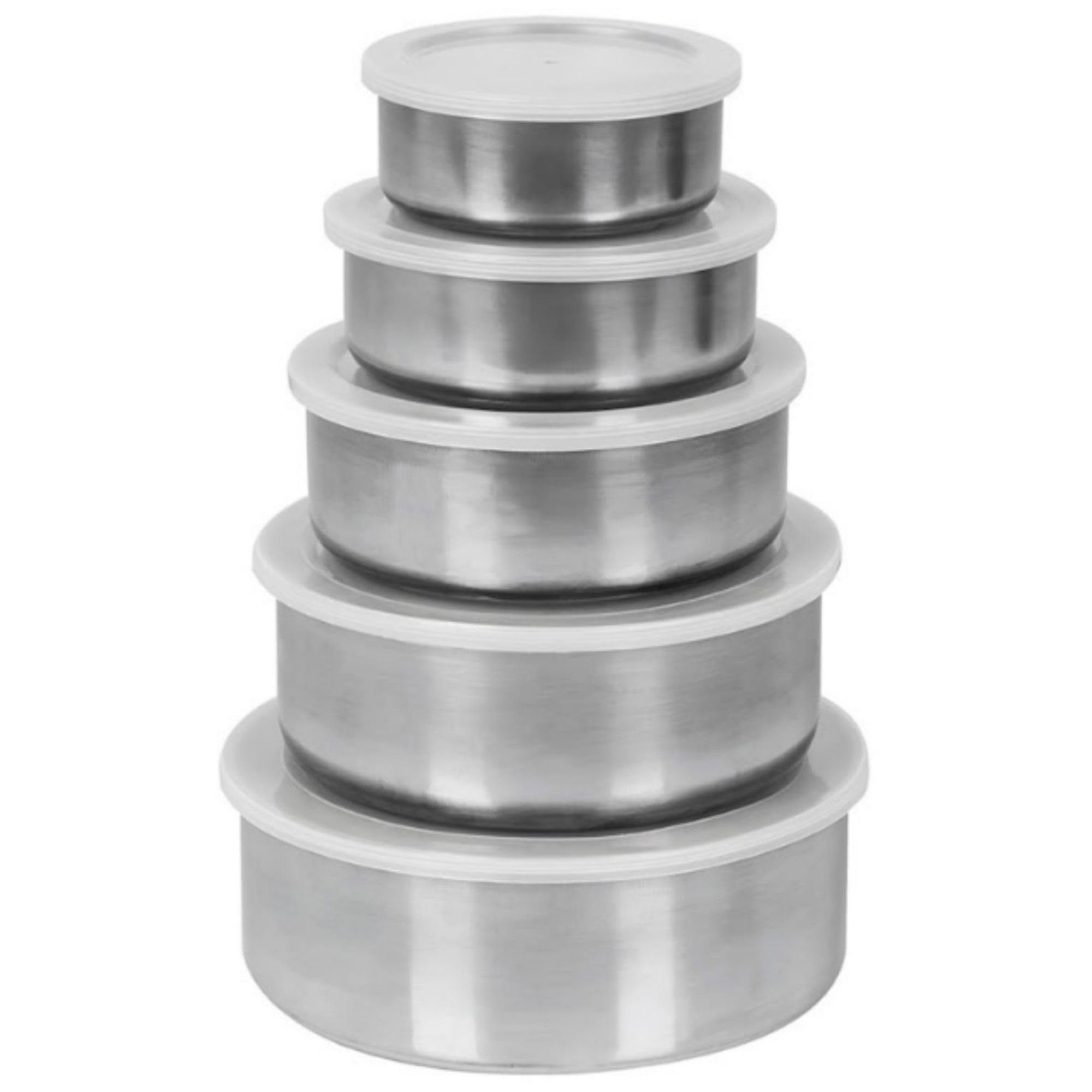 Good & Good - Set de 5 Recipientes de Acero Inoxidable con Tapa Hermética - Antifugas, Portátiles y Apilables - Ideal para Almacenaje de Alimentos