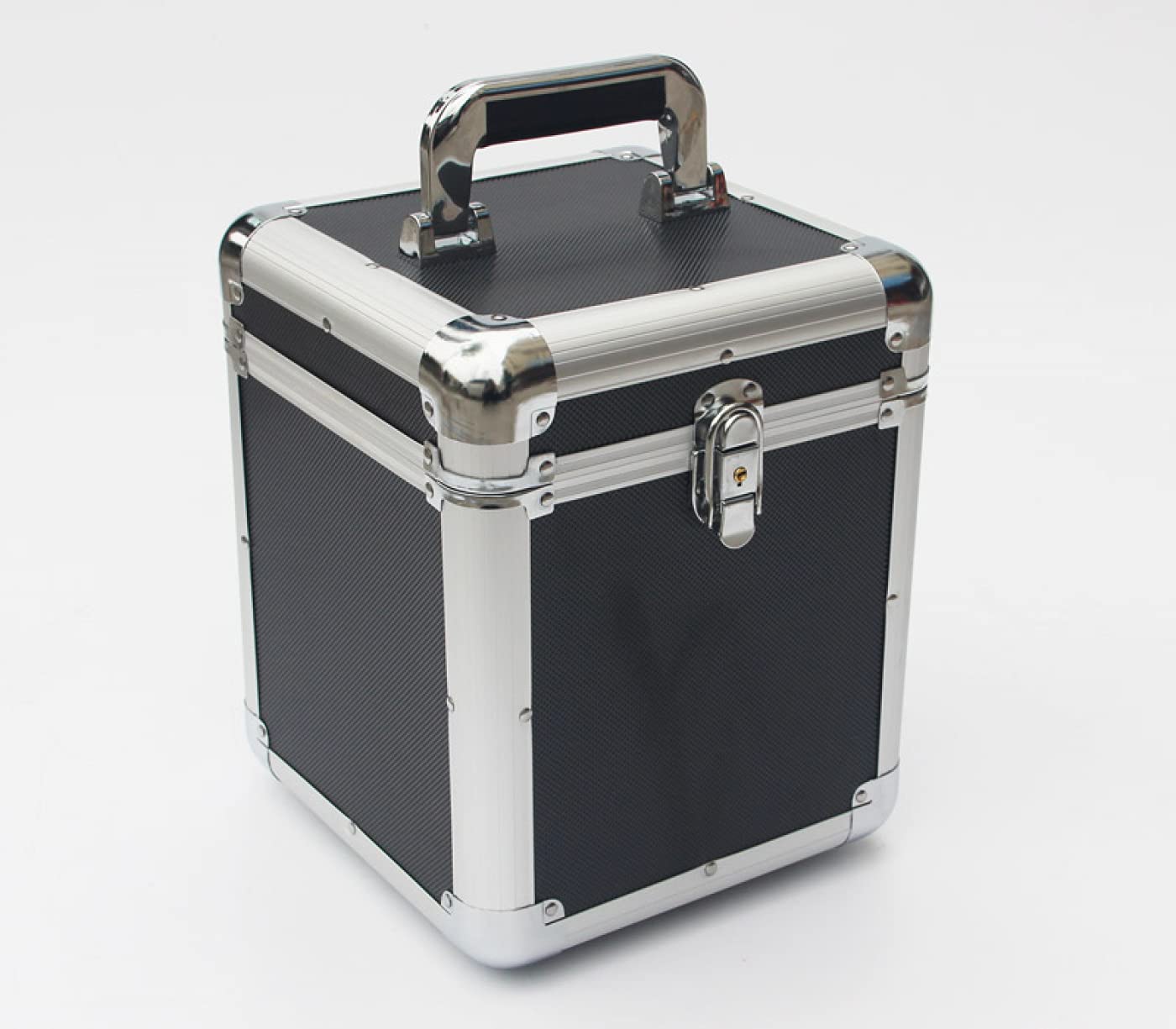 Boitier de DJ en vinyle 7" pour 70-100 disques - Noir - 21,5 x 26 x 21 cm